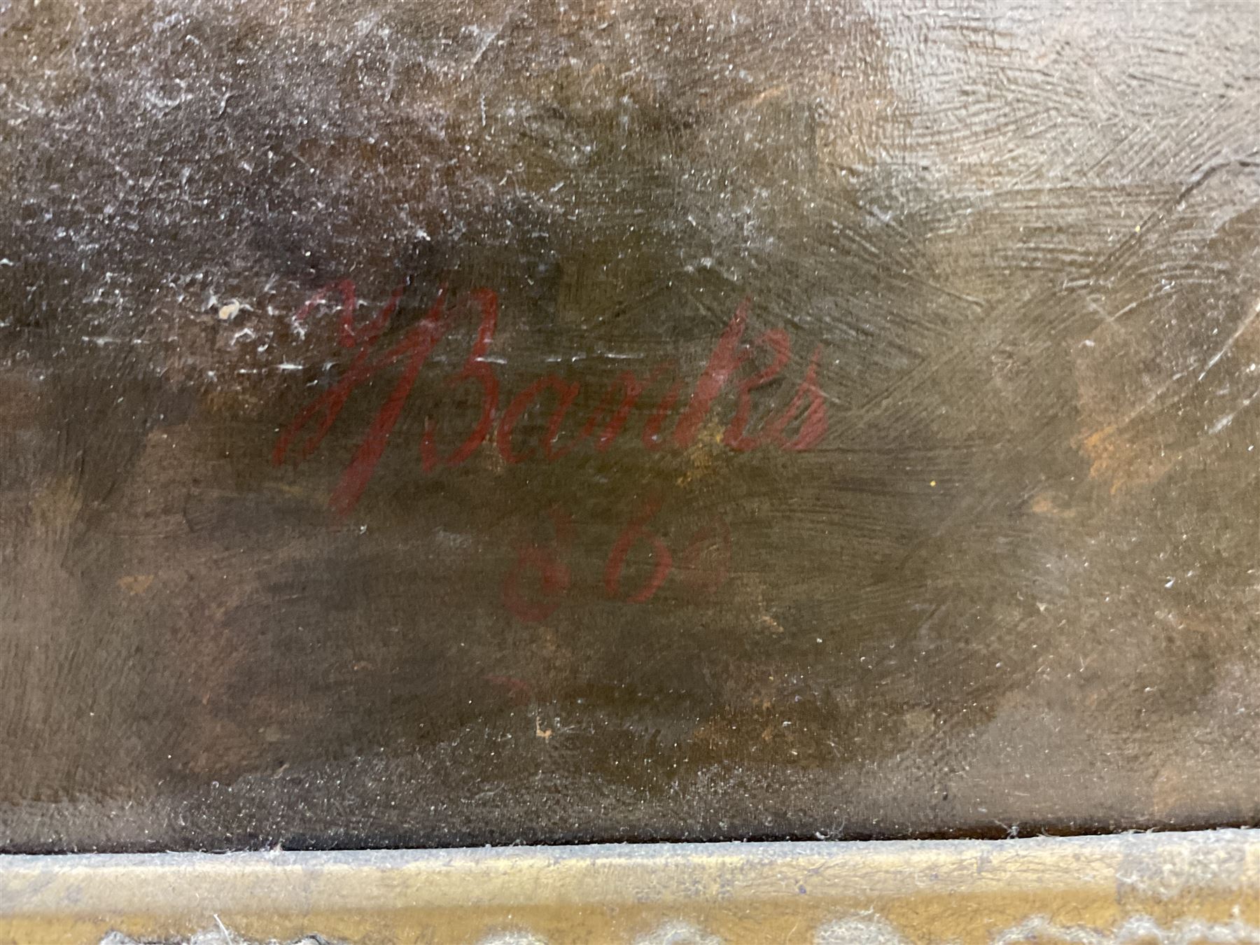 Thomas Joseph Banks (British 1828-1896): Sea Captain and his Wife - half length portraits, pair oils on canvas signed and one dated 1860, 90cm x 70cm (2) 
Notes: the ensign flying above the Captain's head appears to read Endaunted but may refer to the famous 'Undaunted' which was broken up in 1860