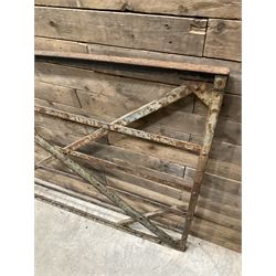 Large wrought metal country driveway or field gate (W324cm, H125cm)and a similar pedestrian gate (W110cm, H108cm)