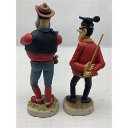 Thirteen Robert Harrop figures from the Beano Dandy collection, comprising Yo-Yo Collectors Piece 1996, Desperate Dan BD03, Cuthbert Cringeworthy BD08, Teach BD06, 'Erbert BD14, Toots BD12, Winston BD17, Fatty BD07, Dennis The Menace BD01, Dennis the Menace Fishing BD806, Sydney BD13, Wilfrid BD15 and Plug BD11