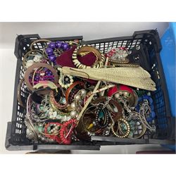 Collection of costume jewellery including beaded necklaces, bracelets, bangles and earrings 