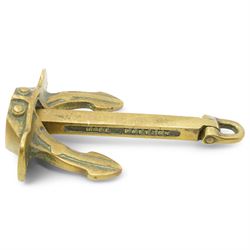 Three miniature anchor models, Admiralty and Hall Pattern and one other, largest H17cm (3)