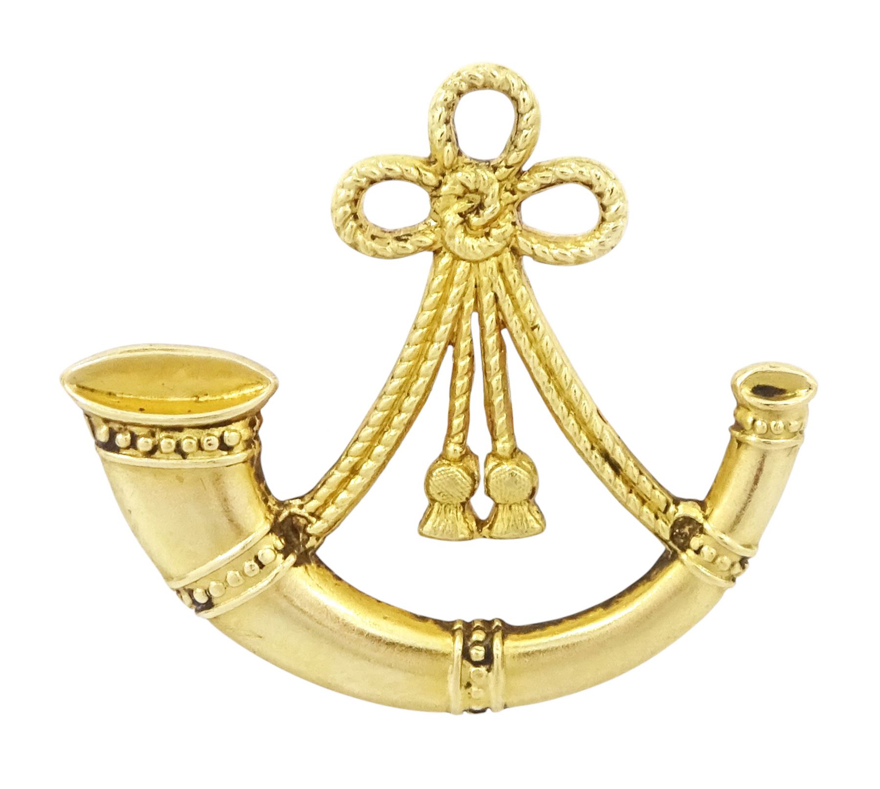 Early 20th century 18ct gold British Military brooch, probably  Oxfordshire and Buckinghamshire Light Infantry