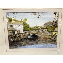 W Palliser (British 20th century): 'Bridge at Malham', 'Riverside Kettlewell Wharfedale', 'Beckhole North Yorkshire Moors', 'Watendlath - Borrowdale' and 'Windermere from Queen Adelaide's Hill' five watercolours signed, labelled verso, max 31cm x 41cm (5)
