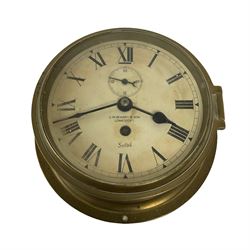 Sestrel brass cased bulkhead clock, D19cm
