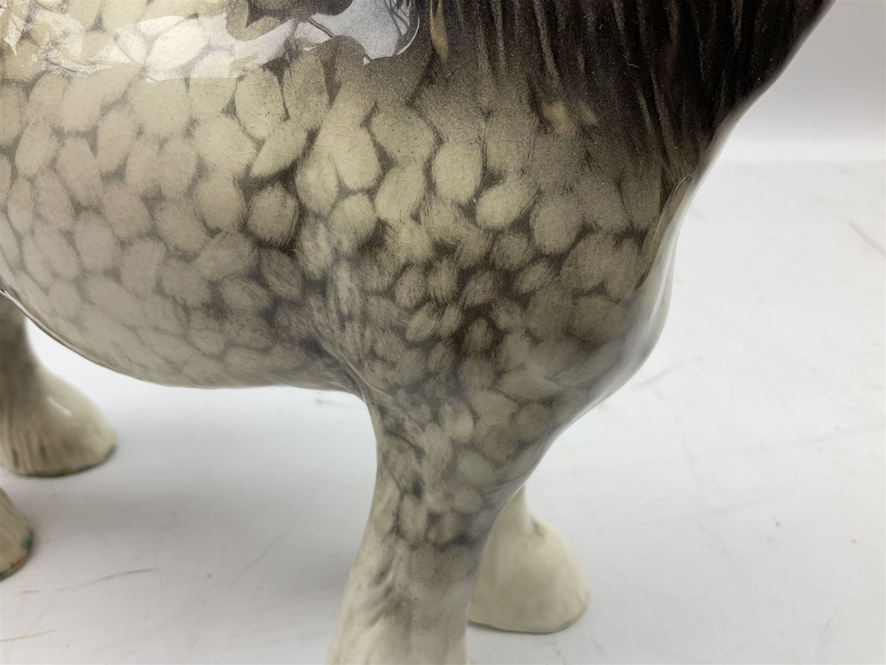 Beswick Shire horse in rocking horse grey no. 818, with printed mark beneath, H21cm