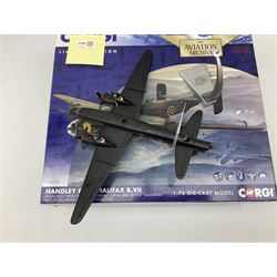 Corgi Aviation Archive - limited edition AA37208 1:72 scale model of a Handley Page Halifax B.VII bomber No.0630/1400, boxed with certificate card; together with Corgi Aviation Archive - limited edition AA34802 1:72 scale model of a Vickers Wellington Mk.X bomber No.2082/3000, unboxed (2)