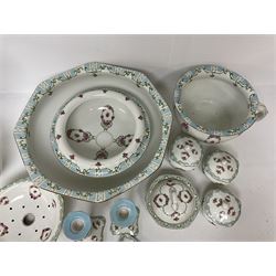 Early 20th century Whieldon Ware wash set to include jug, bowl, candlesticks etc