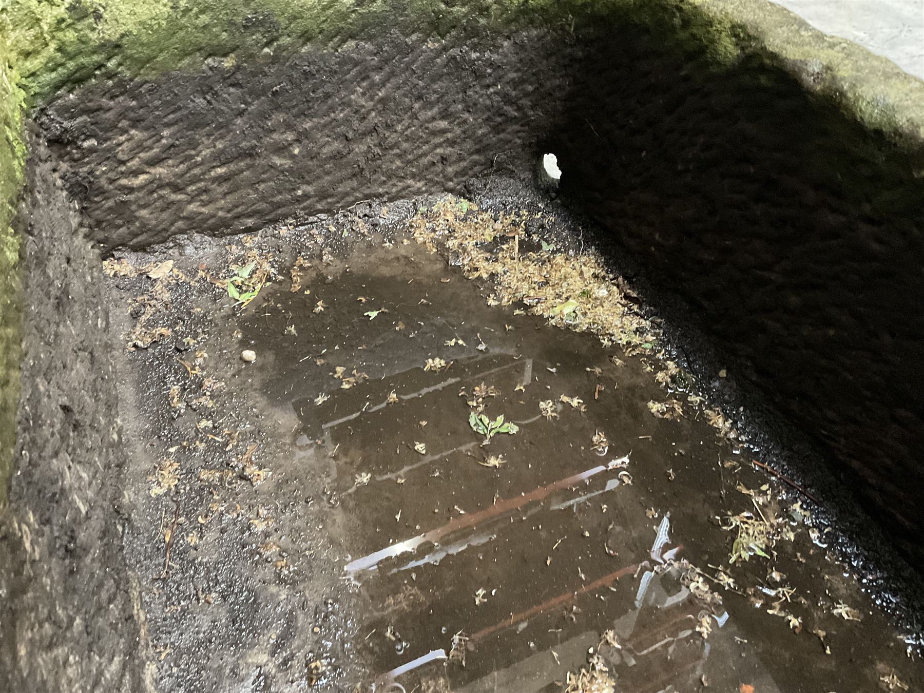 Large 19th century D shaped stone trough