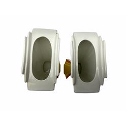 Two Wedgwood Clarice Cliff sunray vases, in Caravan design and Orange Roof Cottage design, both limited edition, H21.5cm. 