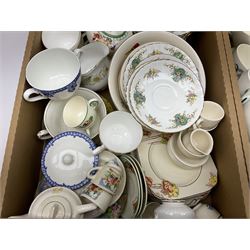 Collection of teawares, to include Royal Stafford in True Love pattern, Copeland Spode in Olympus pattern, etc in three boxes 