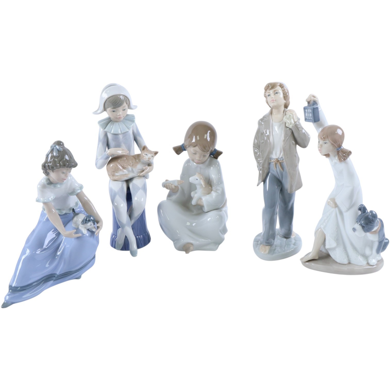 Nao figural group 'The Card Players' together with other Nao figures