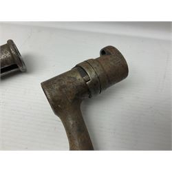 Early 19th century British Brown Bess musket rifle socket bayonet with zigzag fitting stamped D71 and triangular blade stamped 270 L55cm overall; and two other 19th century socket bayonets; no scabbards (3)