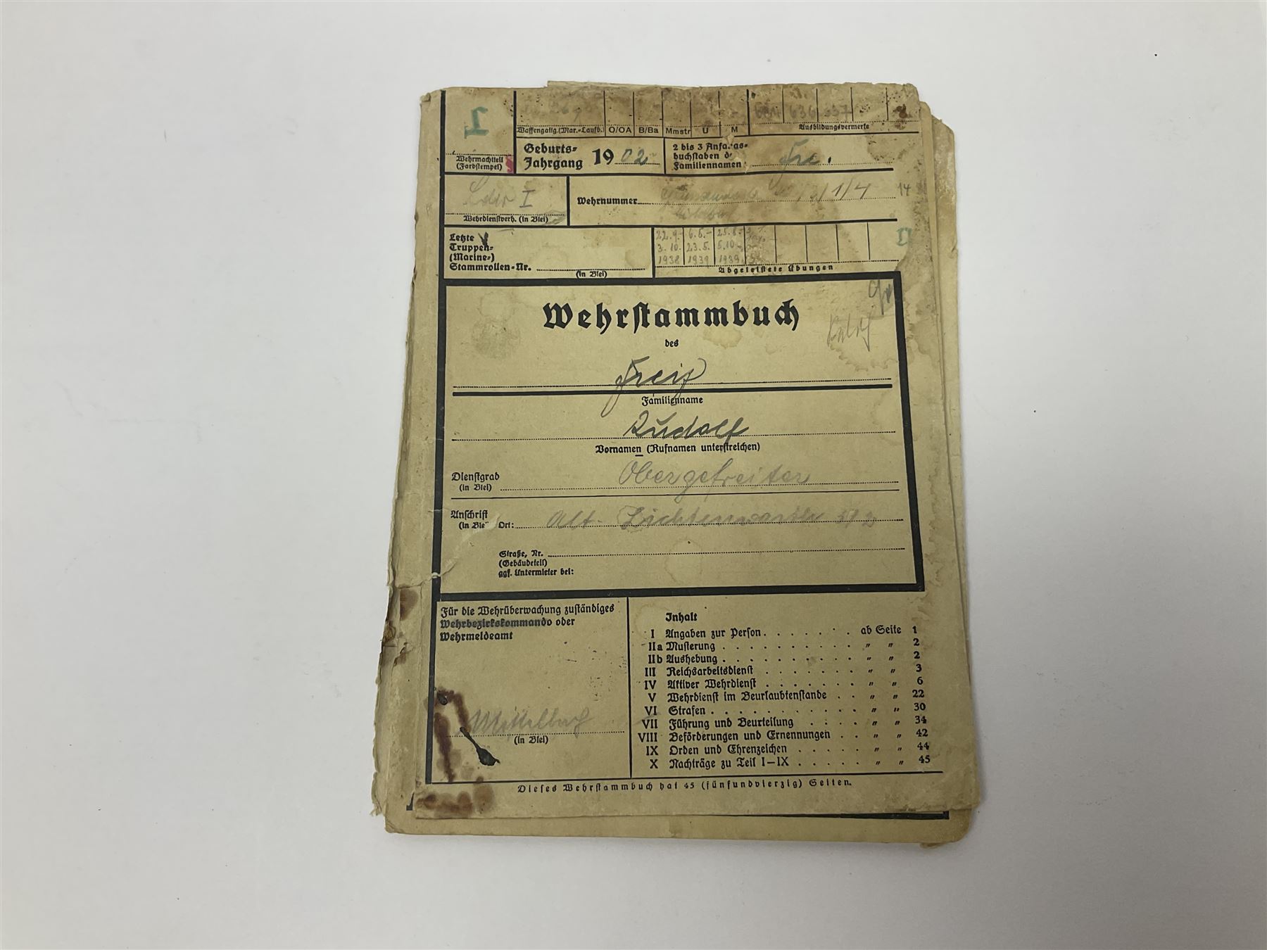 WW2 German Luftwaffe Service Record Folder and Book