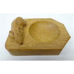  'Mouseman' oak pin tray by Robert Thompson of Kilburn, L10cm   