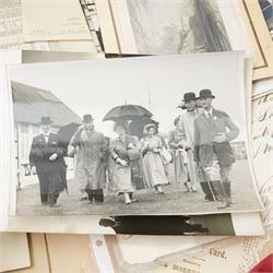 Ephemera including 19th century indenture, Victorian memorial cards and envelopes, sampler by Mary Wilson aged 11, 1940s photographs of George VI and royal family, miniature map of Turin circa 1600 and other items 