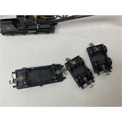 Hornby Dublo - 4620 Breakdown Crane No.133 in red with Match Trucks; boxed; another unboxed 4620 Breakdown Crane No.144 in black 'Cowans Sheldon' with Match Trucks; and nine Trackmaster goods wagons comprising three GW Open Wagons, two GW box vans, three NE Open Wagons and one NE Box Van; all boxed (11)