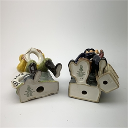 Two Royal Doulton figurines,  The Boatman HN2417, and Shore Leave HN2254, each with green printed mark beneath.