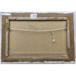 Neil Tyler (British 1945-): 'Moorland Sunset', oil on board signed, titled verso 27cm x 45cm