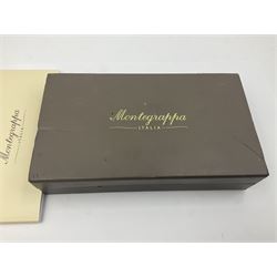 Montegrappa NeroUno rollerball pen, the black barrel and cap of octagonal form with dark chrome mounts and clip with roller, in box, L14cm