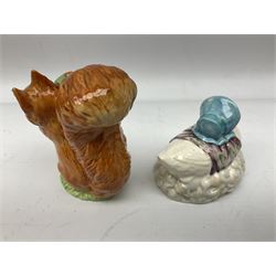 Collection of Beswick figures to include Beatrix Potter Squirrel Nutkin, Jemima Puddleduck, Spike and Tyke, Tom and Jerry, both boxed and with certificates, Chamois 1551 and Babycham 1615a (a/f) Beswick Ware Royal Douton Peter Rabbit and Benjamin Bunny, with certificate
(9)
