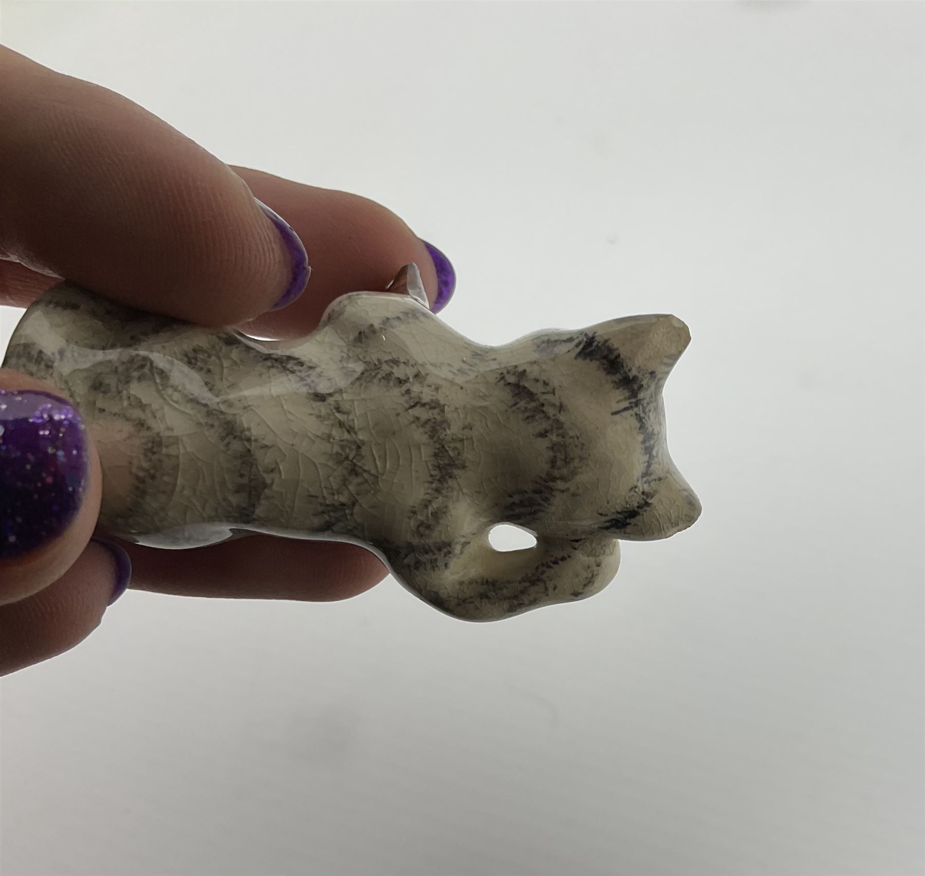 Victorian Wedgwood blue jasperware jardiniere H16.5cm; Victorian copper lustre jug; James Kent art deco style green glazed jug; and Beswick figure of a singing cat (4)