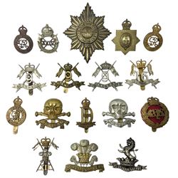 Nine Lancers metal cap badges including 9th, 12th Royals, 24th, 16th Queens and 17th; together with eight various Guards/Dragoons badges (17)