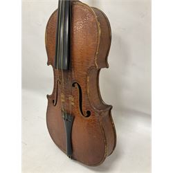 Michael Lindsay of Stockton-on-Tees violin, dated 1904 on the label and stamped on the neck, full length 60cm In a later soft case
