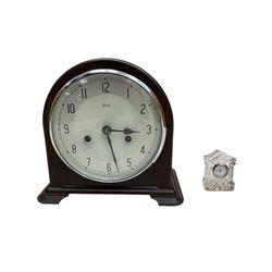 Enfield - 1930’s striking mantle clock in a Bakelite  case, with a small crystal clock with a battery movement.