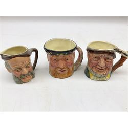 John Beswick figure of a seated piglet, Beswick Beatrix Potter Mrs Rabbit and Peter figure, and quantity of Sandland Character Ware jugs