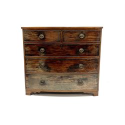 19th century mahogany bow front chest, two short and three long drawers, shaped bracket supports 