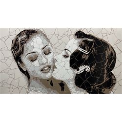 Ed Chapman (British 1971-): 'Girl on Girl', ceramic tile mosaic signed titled and dated 2006 verso 62cm x 113cm
