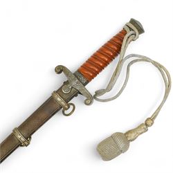 German Third Reich army dagger by Robert Klaas, Solingen with celluloid grip and bullion knot in scabbard