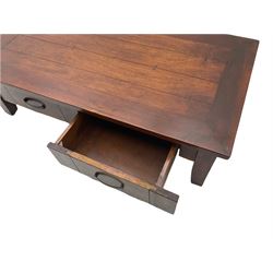 Solid mahogany rectangular coffee table, single drawer