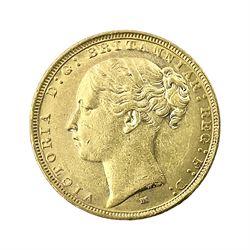 Queen Victoria 1887 gold full sovereign coin, Melbourne mint 