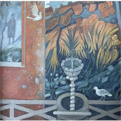 Robert H Lee (British 1915-2007): 'Roman Fresco Remains', oil on canvas board, signed and dated '01, in frame formed as a star, titled verso 24cm x 24cm 