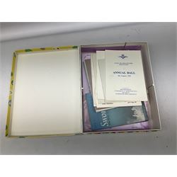 Framed WW2 'Special Order of the Day' poster date 24th May 1940 relating to Narvik in Norway; WW1 Princess Mary Christmas tin with quantity of uniform buttons; cigarette silk of the Prince of Wales in uniform; Royal Navy dinner menus, including HMS Daedalus Taranto forty-third, forty-fourth and forty-fifth anniversary dinners, 1983-1985, the wardroom mess summer ball, etc   