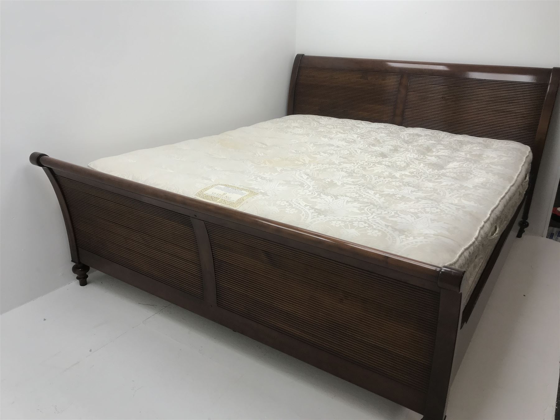 French cherry wood SuperKing sleigh bed with mattress 