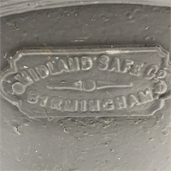  Victorian cast iron safe, single door, grey painted finish, 'Midland Safe Company Birmingham' with key, W49cm, H71cm, D49cm  