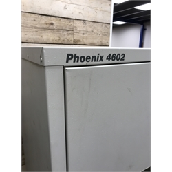 Large commercial safe by Phoenix, model no. 4602, interior fitted with three adjustable shelves, with two keys, external dimensions - W80cm (including hinges), H138cm, D64cm (including hinges), internal dimensions - W47cm, H93cm, D30cm 