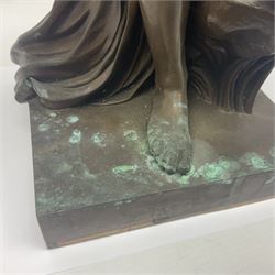 After Christopher Gabriel Allegrain (1710-1795),  Venus au bain, bronze, upon square plinth, Impressed F Barbedienne Fondeur, the base impressed C G Allegrain Fecit 1767, and bearing Barbedienne foundry seal, overall H51cm