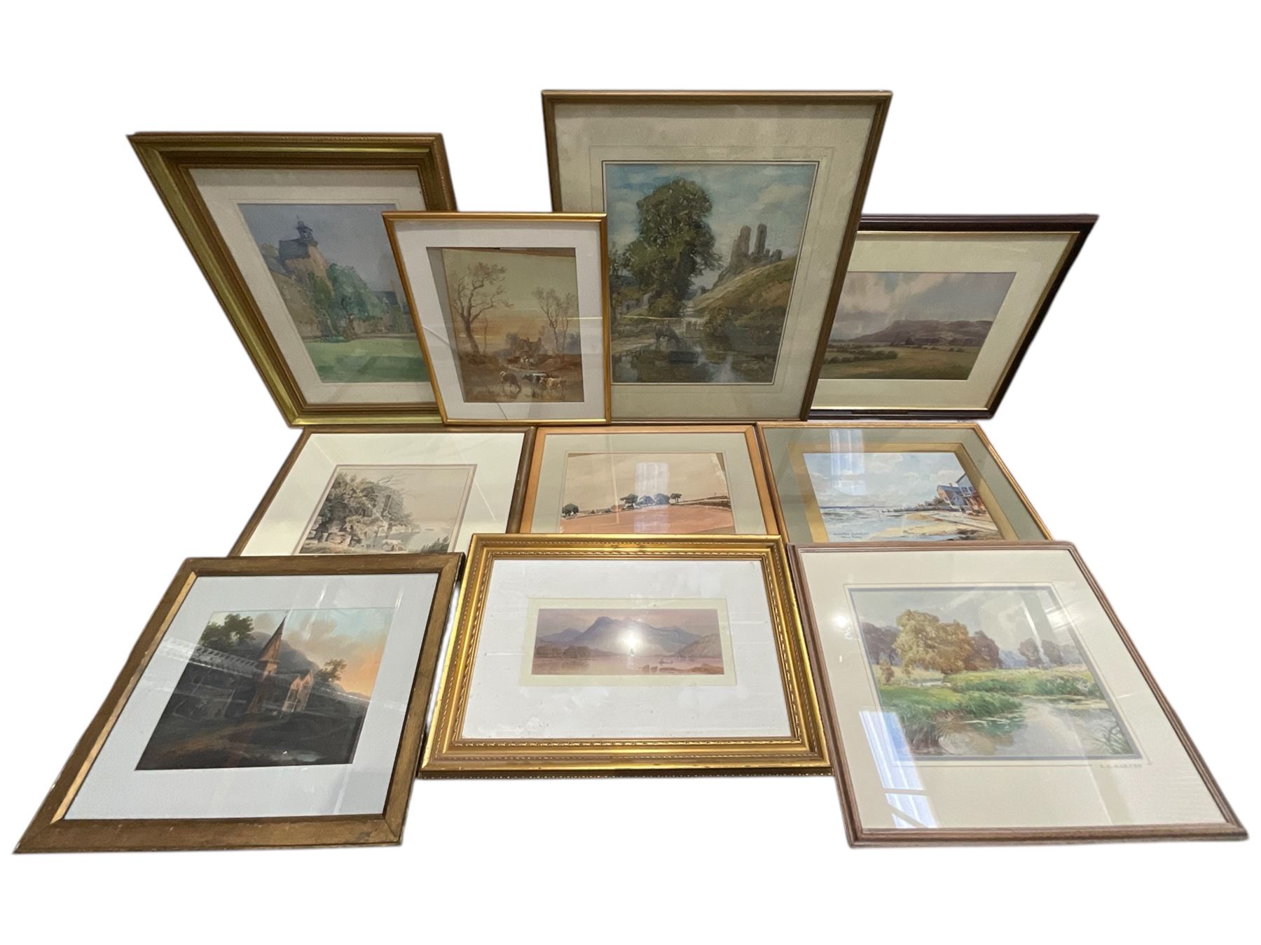 Collection of watercolours, artists including Ada Hill Walker, Henry Earp, E Mallinson, Thomas Sidney, EH Marten, Edwin Aaron Penley, etc (qty)