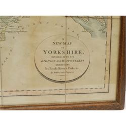 John Cary (British 1754-1835): 'A New Map of Yorkshire Divided into its Ridings and Wapontakes', hand-coloured engraved map formed as 15 sheets mounted onto linen 51cm x 58cm overall