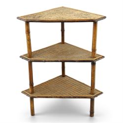 Victorian Aesthetic Movement bamboo three-tier corner whatnot or etagere