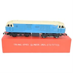 Three 0 gauge locomotives, comprising Triang Hymek 3-rail example, Model Express British Railways Class 20 diesel locomotive D8014 and a French JEP SNCF BB-8101 0-4-0 example