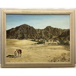 N Kendle (British 20th century): Camel in a Desert Landscape, oil on board signed and dated 1979, 73cm x 97cm