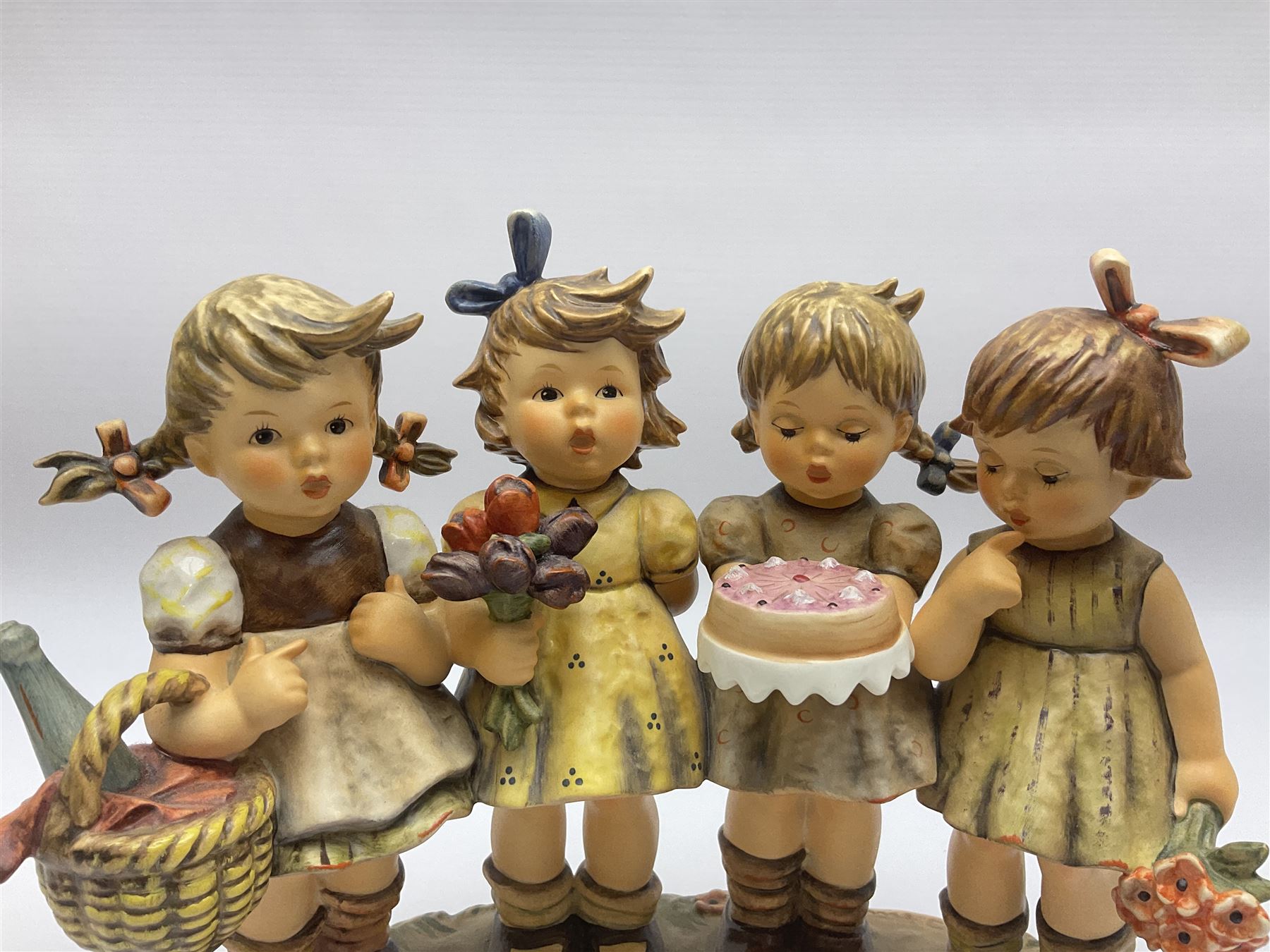 Large Hummel figure group by Goebel, School Girls, together with Hummel figure group, We Wish You The Best, tallest H23.5cm