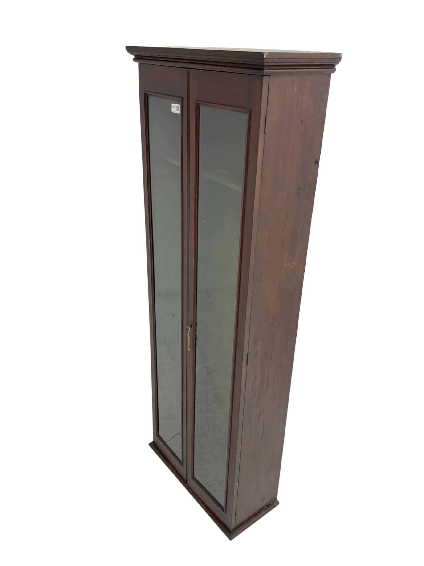 19th century mahogany gun cabinet, enclosed by two glazed doors