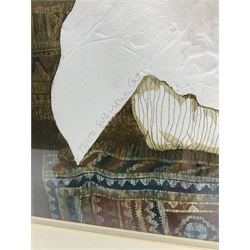 Brenda Harthill (British 1943-): 'Girl with Cat', limited edition colour etching on embossed paper signed titled and numbered 73/150 in pencil 74cm x 56cm
Provenance: Purchased from RA Summer Exhibition 1985