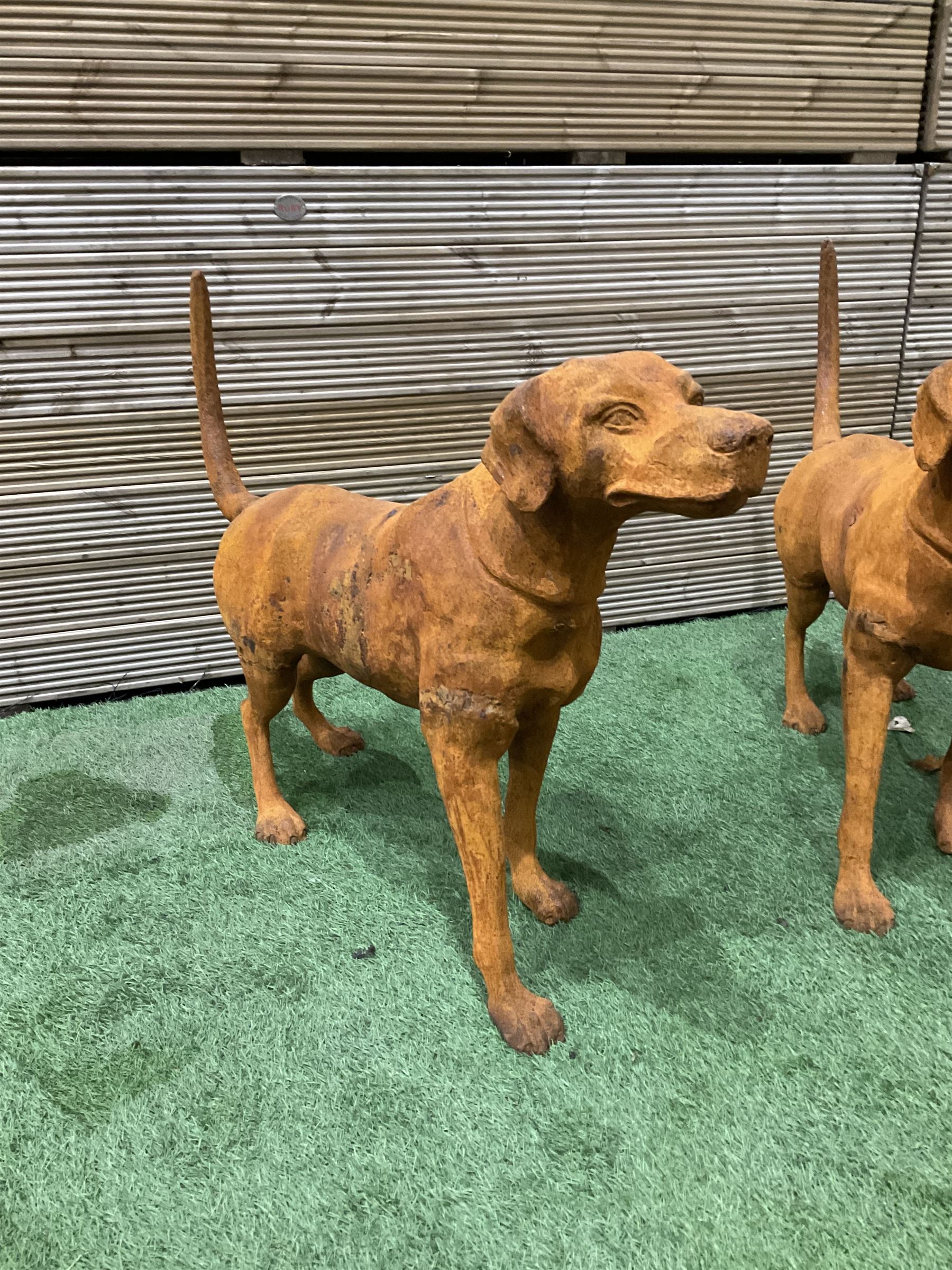Pair of heavy cast iron garden Hunting dogs - THIS LOT IS TO BE COLLECTED BY APPOINTMENT FROM DUGGLEBY STORAGE, GREAT HILL, EASTFIELD, SCARBOROUGH, YO11 3TX