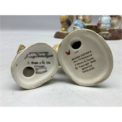 Seven Beswick Beatrix Potter figures, comprising Sally Henny Penny, Johnny Town-Mouse, Mrs Tiggy-Winkle, Mrs Tittlemouse, Tom Kitten, Pig-Wig and Squirrel Nutkin, together with a Beswick tree trunk display stand, stand L30cm